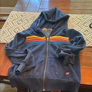 Aviator Nation Blue and Red Rainbow Stripe Hoodie